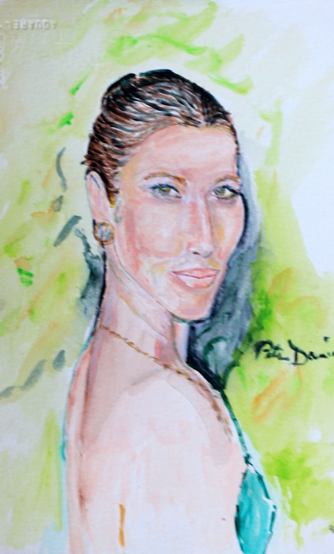Jessica Biel Watercolour 8x12 $495